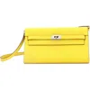 Pre-owned Hermes  Hermes Kelly To Go Wallet Evercolor In Green