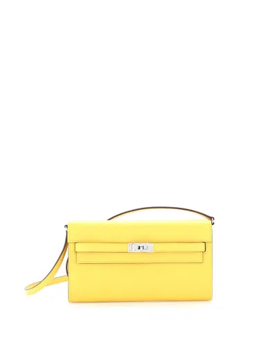 Pre-owned Pre-owned Hermes  Hermes Kelly To Go Wallet Evercolor In Yellow