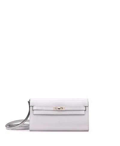 Pre-owned Pre-owned Hermes  Hermes Kelly To Go Wallet Metallic Chevre Chamkilight In Silver