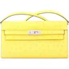 Pre-owned Hermes  Hermes Kelly To Go Wallet Ostrich In Yellow