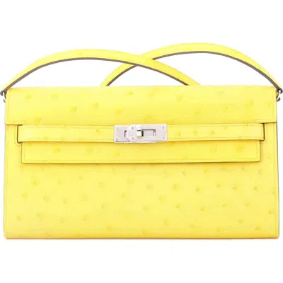 Pre-owned Hermes  Hermes Kelly To Go Wallet Ostrich In Yellow