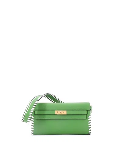 Pre-owned Pre-owned Hermes  Hermes Kelly To Go Wallet Tressage Epsom In Green