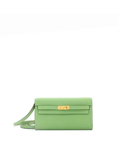 Pre-owned Pre-owned Hermes  Hermes Kelly To Go Wallet Verso Epsom In Green