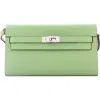 Pre-owned Hermes  Hermes Kelly To Go Wallet Verso Epsom In Green