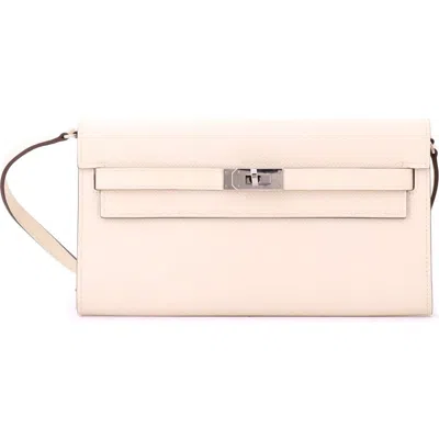 Pre-owned Hermes  Hermes Kelly To Go Wallet Verso Epsom In Neutral