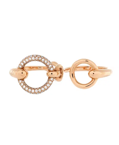 Pre-owned Pre-owned Hermes  Hermes Large Filet D'or Double Ring 18k Rose Gold With Diamonds