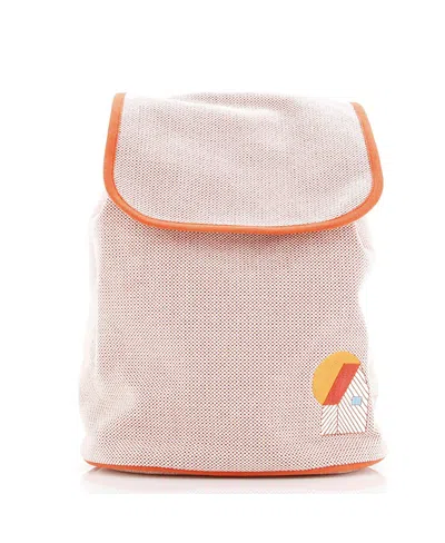 Pre-owned Pre-owned Hermes  Hermes Les Cabanes Backpack Embroidered Toile In Orange