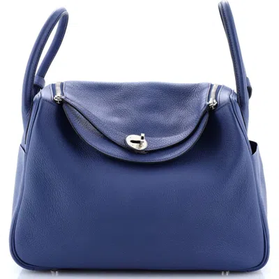 Pre-owned Hermes  Hermes Lindy Bag Clemence 30 In Blue