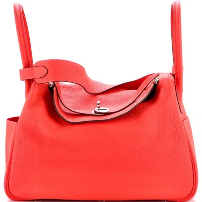 Pre-owned Hermes  Hermes Lindy Bag Clemence 34 In Red