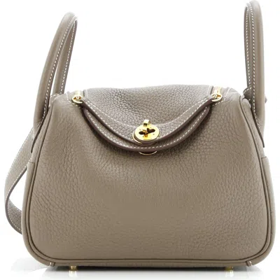 Pre-owned Hermes  Hermes Lindy Bag Clemence Mini In Brown