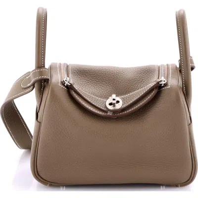 Pre-owned Hermes  Hermes Lindy Bag Clemence Mini In Brown