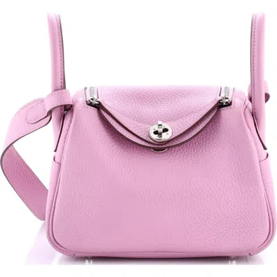 Pre-owned Hermes  Hermes Lindy Bag Clemence Mini In Purple