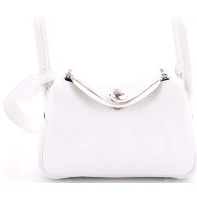 Pre-owned Hermes  Hermes Lindy Bag Clemence Mini In White