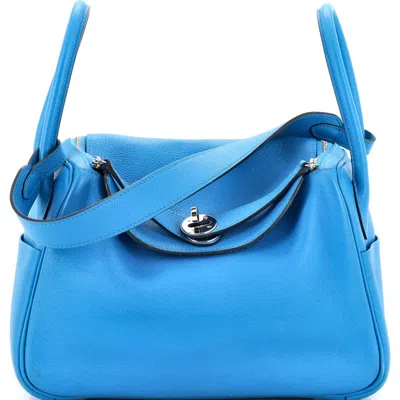 Pre-owned Hermes  Hermes Lindy Bag Evercolor 26 In Blue