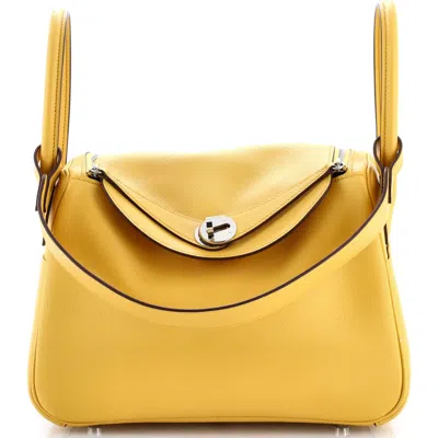 Pre-owned Hermes  Hermes Lindy Bag Evercolor 26 In Yellow