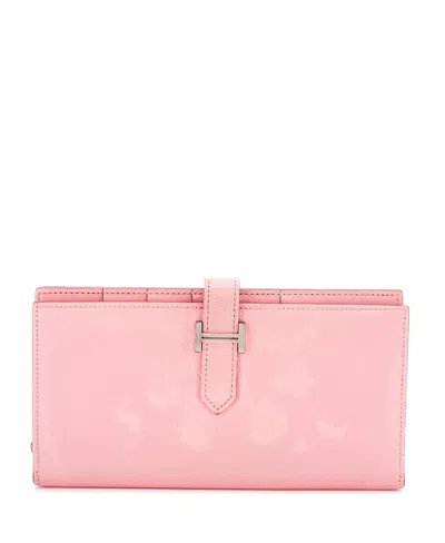 Pre-owned Pre-owned Hermes  Hermes Long Bearn Wallet Chevre Mysore In Pink