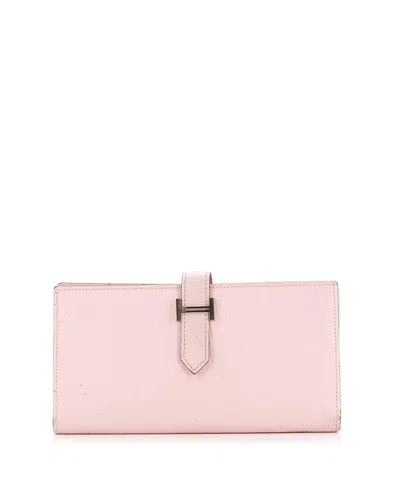 Pre-owned Pre-owned Hermes  Hermes Long Bearn Wallet Chevre Mysore In Pink