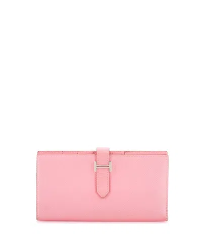 Pre-owned Pre-owned Hermes  Hermes Long Bearn Wallet Epsom In Pink