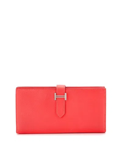 Pre-owned Pre-owned Hermes  Hermes Long Bearn Wallet Epsom In Red