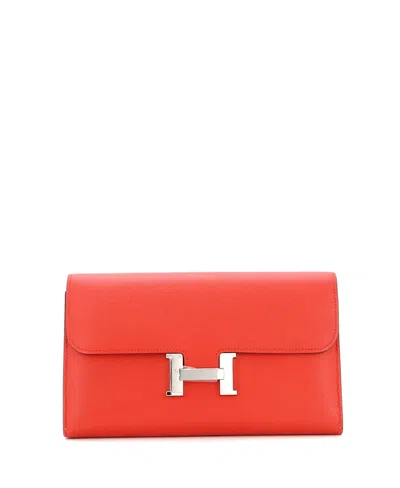 Pre-owned Pre-owned Hermes  Hermes Long Constance Wallet Evercolor In Red