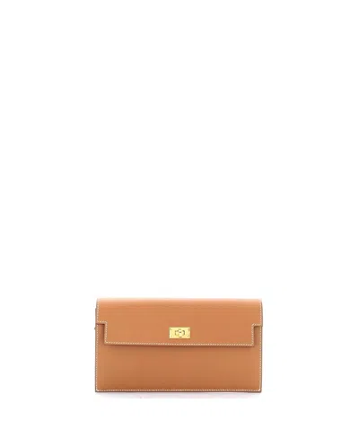 Pre-owned Pre-owned Hermes  Hermes Long Kelly Pocket Wallet Madame In Brown