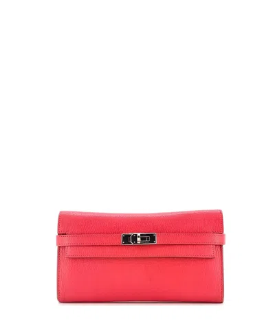 Pre-owned Pre-owned Hermes  Hermes Long Kelly Wallet Chevre Mysore In Pink