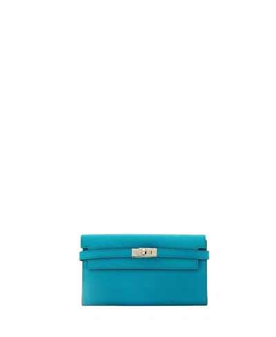 Pre-owned Pre-owned Hermes  Hermes Long Kelly Wallet Epsom In Blue