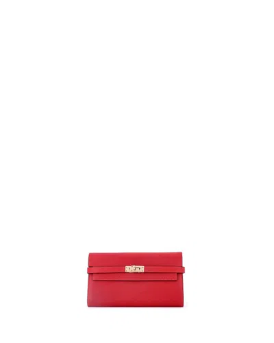 Pre-owned Pre-owned Hermes  Hermes Long Kelly Wallet Epsom In Red