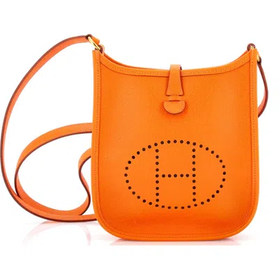 Pre-owned Hermes  Hermes Long Strap Evelyne Bag Epsom Tpm In Orange