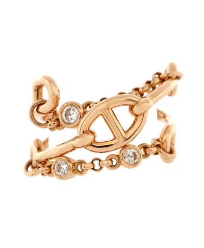 Pre-owned Pre-owned Hermes  Hermes Medium Chaine D'ancre Chaos Ring 18k Rose Gold With Diamonds