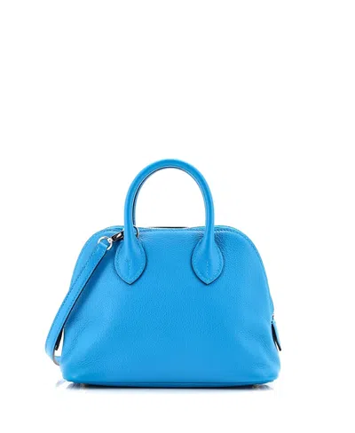 Pre-owned Pre-owned Hermes  Hermes Mini Bolide 1923 Bag Evercolor In Blue