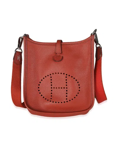 Pre-owned Pre-owned Hermes  Hermes Mini Evelyne Tpm Leather Handbag In Red