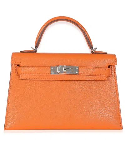 Pre-owned Pre-owned Hermes  Hermes Mini Kelly 20 Ii Leather Handbag In Orange