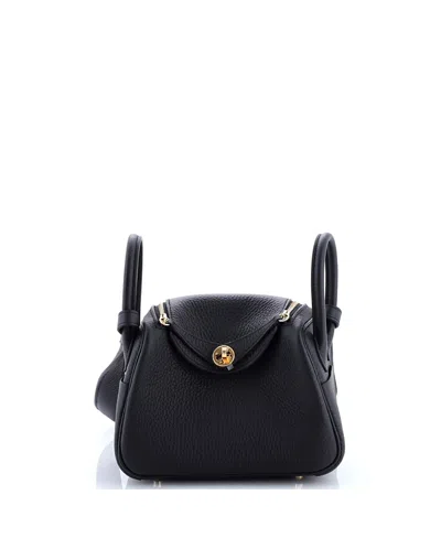 Pre-owned Pre-owned Hermes  Hermes Mini Lindy Bag Clemence In Black