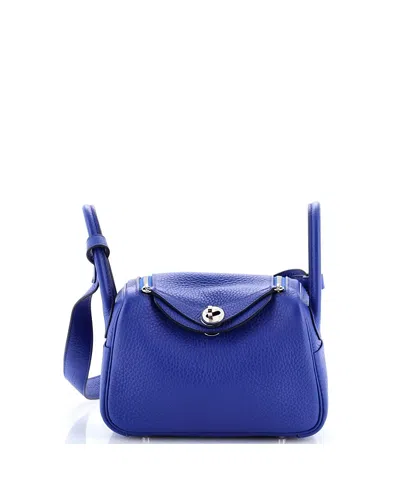 Pre-owned Pre-owned Hermes  Hermes Mini Lindy Bag Clemence In Blue