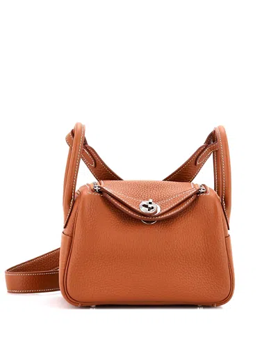 Pre-owned Pre-owned Hermes  Hermes Mini Lindy Bag Clemence In Brown