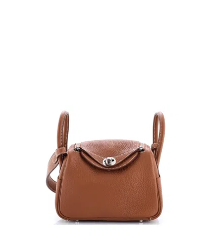 Pre-owned Pre-owned Hermes  Hermes Mini Lindy Bag Clemence In Brown
