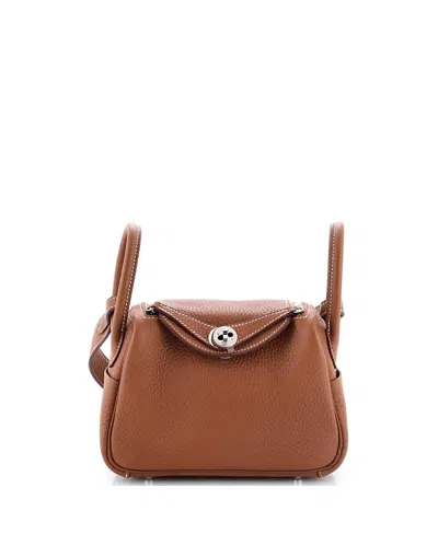 Pre-owned Pre-owned Hermes  Hermes Mini Lindy Bag Clemence In Brown