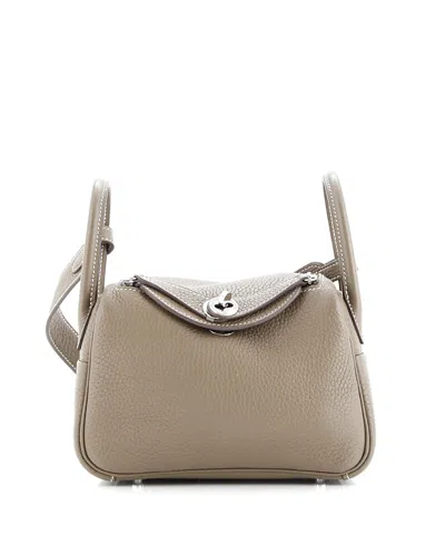 Pre-owned Pre-owned Hermes  Hermes Mini Lindy Bag Clemence In Gray