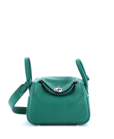 Pre-owned Pre-owned Hermes  Hermes Mini Lindy Bag Clemence In Green