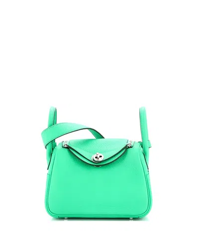Pre-owned Pre-owned Hermes  Hermes Mini Lindy Bag Clemence In Green