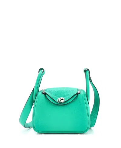 Pre-owned Pre-owned Hermes  Hermes Mini Lindy Bag Clemence In Green