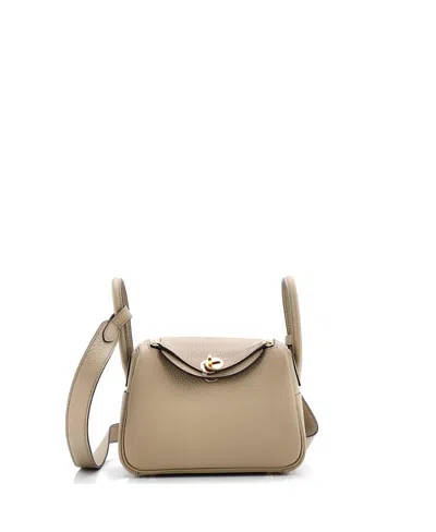 Pre-owned Pre-owned Hermes  Hermes Mini Lindy Bag Clemence In Neutral