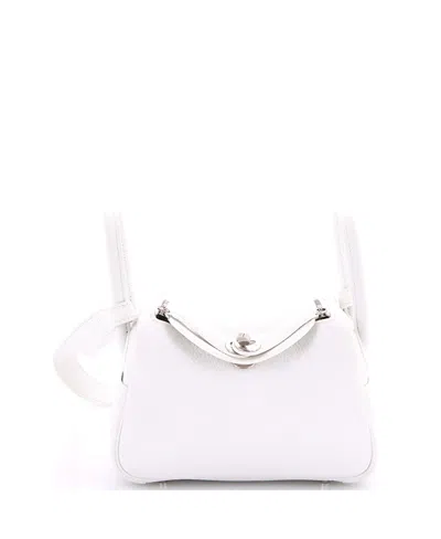 Pre-owned Pre-owned Hermes  Hermes Mini Lindy Bag Clemence In White