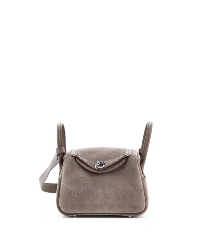 Pre-owned Pre-owned Hermes  Hermes Mini Lindy Bag Grizzly And Swift In Gray
