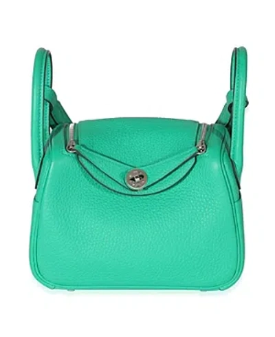 Pre-owned Hermes  Hermes Mini Lindy Leather Handbag In Green
