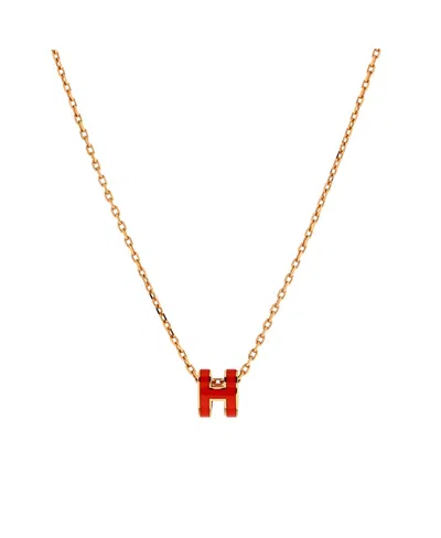 Pre-owned Pre-owned Hermes  Hermes Mini Pop H Pendant Chain Necklace Metal And Enamel, 16" In Silver