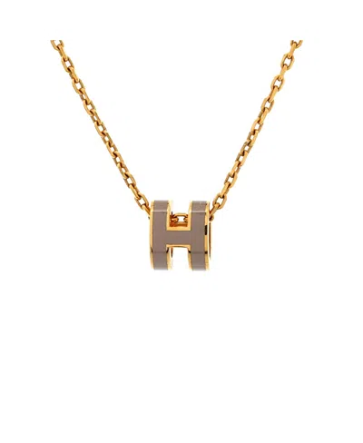 Pre-owned Pre-owned Hermes  Hermes Mini Pop H Pendant Chain Necklace Metal And Enamel, 16" In Silver