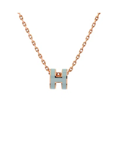 Pre-owned Pre-owned Hermes  Hermes Mini Pop H Pendant Chain Necklace Metal And Enamel, 16" In Silver