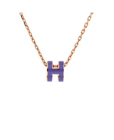 Pre-owned Pre-owned Hermes  Hermes Mini Pop H Pendant Chain Necklace Metal And Enamel, 16" In Silver